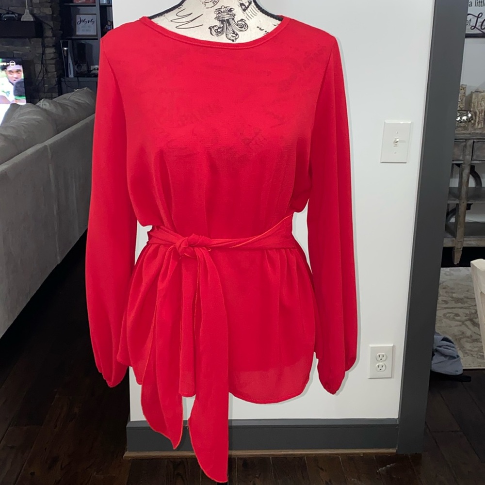 Beautiful Red Tie Waist Blouse